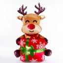 Renululeț gonflabil cu cadou Balon în picioare Decorațiune de Crăciun Cu nas roșu și coarne Maro și roșu Decor de petrecere pentru Crăciun 1