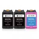 Repasované inkoustové kazety HP 302XL Sada 3 ks 2x Černá 18 ml a 1x Tříbarevná 17 ml Pro tiskárny HP DeskJet 2130 3630 a OfficeJet 3830 1