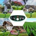 Repelente solar de animais 37,5 x 15 cm Repelente ultrassónico de cães e gatos IPX4 Detecção 110° Alcance 8 m CE ROHS 4