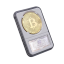 Replika bitcoinové mince 4 cm v průhledném pouzdru Pozlacená pamětní mince Bitcoin Sběratelská mince v plastové krabičce 5,8 x 8,4 cm 1