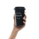 Resemugg för kaffe att ta med 350 ml i rostfritt stål Silikonlock Dekorativ text med kaffemotiv Mått 12,5 x 8,8 cm 4