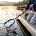 Retino telescopico per pesci Testa pieghevole e asta a tre sezioni 120 cm Rete da pesca con manico in schiuma e moschettone Per la pesca 6