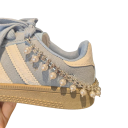 Řetízek na boty s imitací perliček kovový stříbrný s háčky na tkaničky ozdobný řetěz na tenisky elegantní doplněk obuvi 2