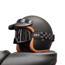 Retro ABS motorcykelhjelm med beskyttelsesbriller Vintage stil Hovedbeskyttelse Justerbar rem Komfortabel polstring 4