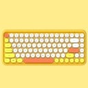 Retro Bluetooth klávesnice s kulatými klávesami Barevně zvýrazněné klávesy Esc a Enter Anglické rozložení QWERTY Na baterie AAA Plast ABS 1