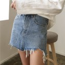 Retro denim nederdel med lynlås og slidser 2