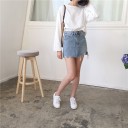 Retro Denim Zip Skirt with Rips 5