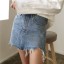 Retro džínsová sukňa na zips s trhlinami 2