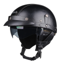 Retro Flip-Up Motorcycle Helmet with Removable Visor Faux Leather Designer Helmet with ABS Construction Safety Equipment 1