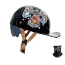 Retro motocyklová půlhelma s kšiltem Zasouvací vnitřní sluneční clona a šátek Velikost 2XL 63-64 cm Skořepina ABS 5