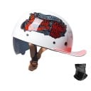 Retro motocyklová půlhelma s kšiltem Zasouvací vnitřní sluneční clona a šátek Velikost L 59-60 cm Skořepina ABS 2