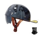 Retro motocyklová půlhelma s kšiltem Zasouvací vnitřní sluneční clona a šátek Velikost XL 61-62 cm Skořepina ABS 700 g Pro motorkáře 5