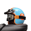 Retro motorcykelhjälm med glasögon ABS-material Vintagehjälm med logotyp Huvudskydd Snygg motorcykelutrustning 1