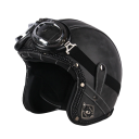 Retro-Motorradhelm mit Schutzbrille Klassisches Design mit Lederdetails Schutzhelm aus ABS-Material für Motorradfahrten 1
