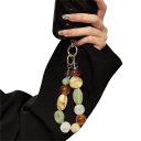 Retro Perlenarmband für das Telefon Braun Grün Beige Kette für das Handy Schlüsselband Anhänger für die Tasche Kopfhörer dekoratives Zubehör Anhänger 2