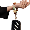 Retro Perlenarmband für das Telefon Braun Grün Beige Kette für das Handy Schlüsselband Anhänger für die Tasche Kopfhörer dekoratives Zubehör Anhänger 4