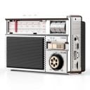 Retro rádio 9,3 x 14,5 x 6,3 cm FM AM a SW s Bluetooth a MP3 z TF karty a USB s AUX vstupom a solárnym nabíjaním v striebornej farbe 1