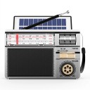 Retro radio 9,3 x 14,5 x 6,3 cm FM AM en SW met Bluetooth en MP3 van TF-kaart en USB met AUX-ingang en zonne-opladen in zilveren kleur 3