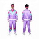 Retro Trainingsanzug für Erwachsene Glänzende Jacke mit Reißverschluss und Hose Polyester 80er Jahre Für Partys und Karneval 4