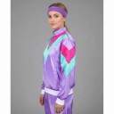 Retro Trainingsanzug für Erwachsene Glänzende Jacke mit Reißverschluss und Hose Polyester 80er Jahre Für Partys und Karneval 11