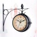 Retro Wall Clock in the Style of Station Clocks with Decorative Wall Bracket Round Dial with Arabic Numerals Black Iron 25 x 9 x 22 cm 3