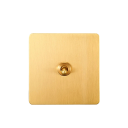 Retro wand schakelaar voor licht 1Gang 2Way met vintage messing hendel, 86 × 86 mm, geborsteld roestvrij staal, goud, voor doe-het-zelvers 1