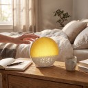 Réveil lumineux avec simulation de lever de soleil Haut-parleur Bluetooth 5 W Bruit blanc et sons naturels 12 couleurs de lumière Diamètre 15 cm Blanc 6