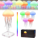 RGB LED yövalaisin meduusamuodossa 900mAh USB-C lataus 8,6 x 17,1 cm Koristevalaisin jalustalla korkeus 23,2 cm 2