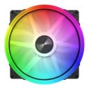 RGB ventilátor számítógépházhoz 200 x 200 x 25 mm ARGB világítással 5 V 3pin és 12 V táplálással fekete színben fehér lapátokkal 3