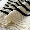 Ribbed Knit Dress with Short Sleeves Elegant Fitted Cut Striped Pattern Comfortable Everyday Wear Fashionable Work Dress 6