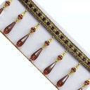 Ribbon with Crystal Beaded Fringes 11 cm x 1 m Polyester Decorative Tape with Beads for Decorating Dresses, Clothing and Accessories 5