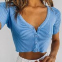Ribbstickad crop top för kvinnor A1357 1