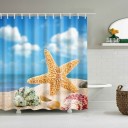 Rideau de douche avec motif plage et coquillages 2