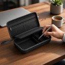 Rigid Electronics Organiser 225 x 115 x 60 mm Oxford 900D Black Sliding Divider and Zip Pocket For Power Bank and Cables For Travel 5