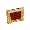 Ringställ med ram 10×8 cm i resin och sammet, hållare med 4 kuddar i guld 4