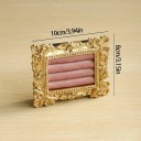 Ringställ med ram 10×8 cm i resin och sammet, hållare med 4 kuddar i guld 5