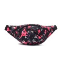 Riñonera de nylon para mujer con estampado colorido Compartimento principal y bolsillo frontal con cremallera Correa ajustable Uso alrededor 3