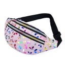 Riñonera para mujer con mariposas de colores Estampado brillante en arcoíris Dos bolsillos con cremallera Correa ajustable con hebilla Cuero PU 31 x 3