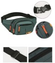 Riñonera unisex 35 x 15 x 5 cm Bolsa impermeable para móvil y documentos Riñonera deportiva multibolsillos Correa resistente Bolsillo con cremallera para hombre y mujer 6