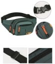 Riñonera unisex 35 x 15 x 5 cm Bolsa impermeable para móvil y documentos Riñonera deportiva multibolsillos Correa resistente Bolsillo 10