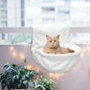 Ripustettava peti kissoille patterille 45,5 x 39 x 25,5 cm Pehmeä valkoinen kori Käännettävä metallirunko Kaiteelle ja häkkiin Pestävä päällinen 3