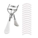 Rizador de pestañas portátil de 10,7 x 3,5 cm con 15 almohadillas de silicona, rizador de extensiones de pestañas de acero inoxidable 2