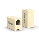 RJ11 telefonkábel csatlakozó Adapter két aljzattal két kábel összekapcsolásához 6P4C és 6P2C csatlakozókhoz ABS műanyag Bézs szín 2