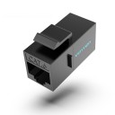 RJ45 CAT 6 forbindelse til sammenkobling af to netværkskabler To RJ45-stik Til kabler 22 til 26 AWG Sort ABS- og PC-plast Mål 3,3 x 1,6 x 1,5 1