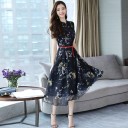 Robe à fleurs pour femmes avec ceinture 4