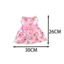 Robe à fleurs roses pour chien 30 x 26 cm Taille S Vêtement avec un nœud décoratif dans le dos Robe d'été élégante pour petits chiens et chiennes 4