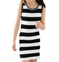 Robe à rayures pour filles - Noir et blanc 1