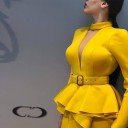 Robe asymétrique jaune pour femmes 4