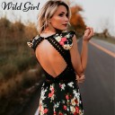 Robe asymétrique pour femmes avec fleurs J1075 1