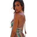Robe d'été longue en crochet avec lien derrière le cou Robe maxi élégante avec motif coloré Décolleté en V Dos nu Robe de plage 2